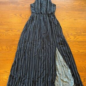 Elegant Black Striped Maxi Dress
